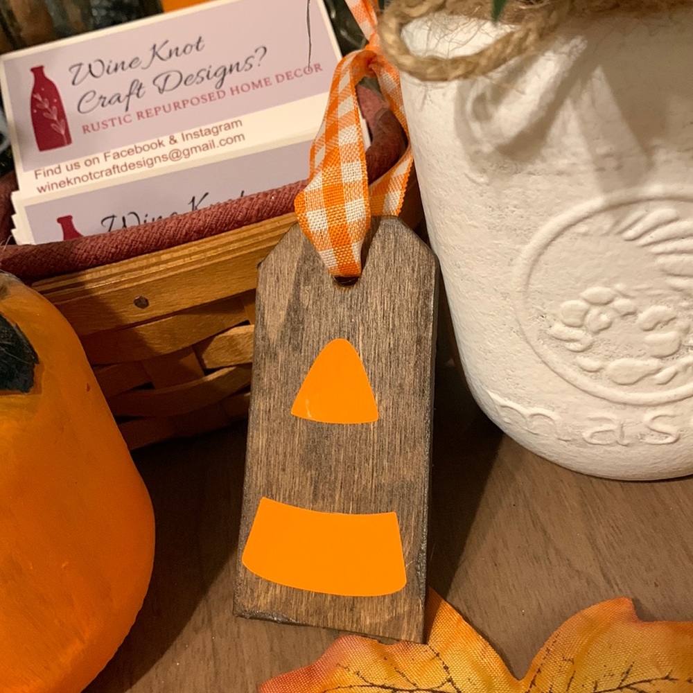 Hand Crafted- Candy Corn wine bottle tag